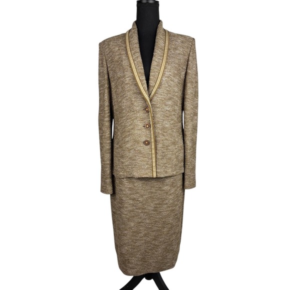St. John Collection Jackets & Blazers - St. John‎ Collection Knit Skirt Suit Tan/Brown - Blazer size 6/Skirt size 8